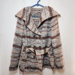 Daughters Of The Liberation Aztec Wool Blend Wrap Coat Size Medium